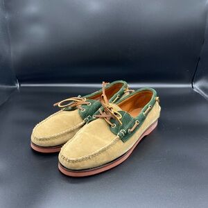 Men's Tan and Green Boat Shoes
